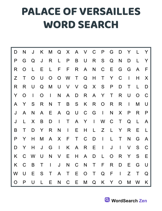 Palace Of Versailles Word Search