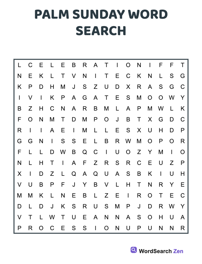 Palm Sunday Word Search
