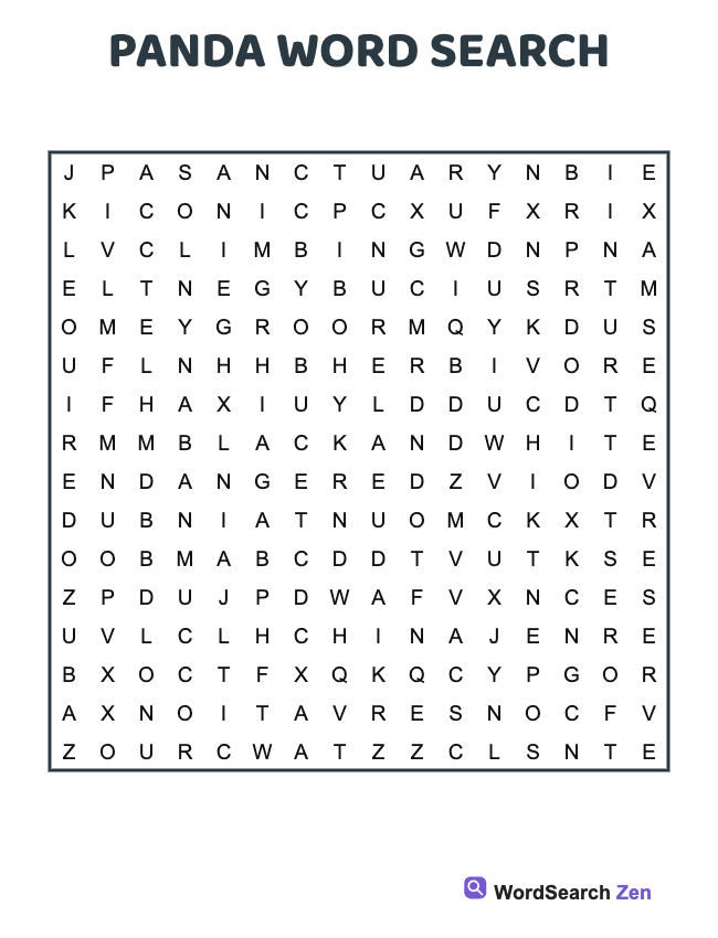 Panda Word Search