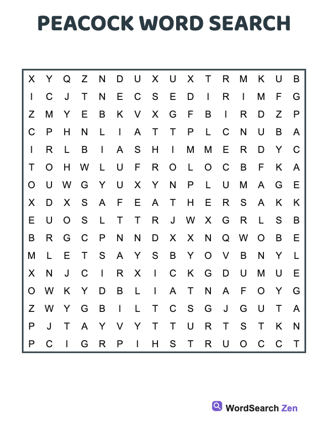 Peacock Word Search