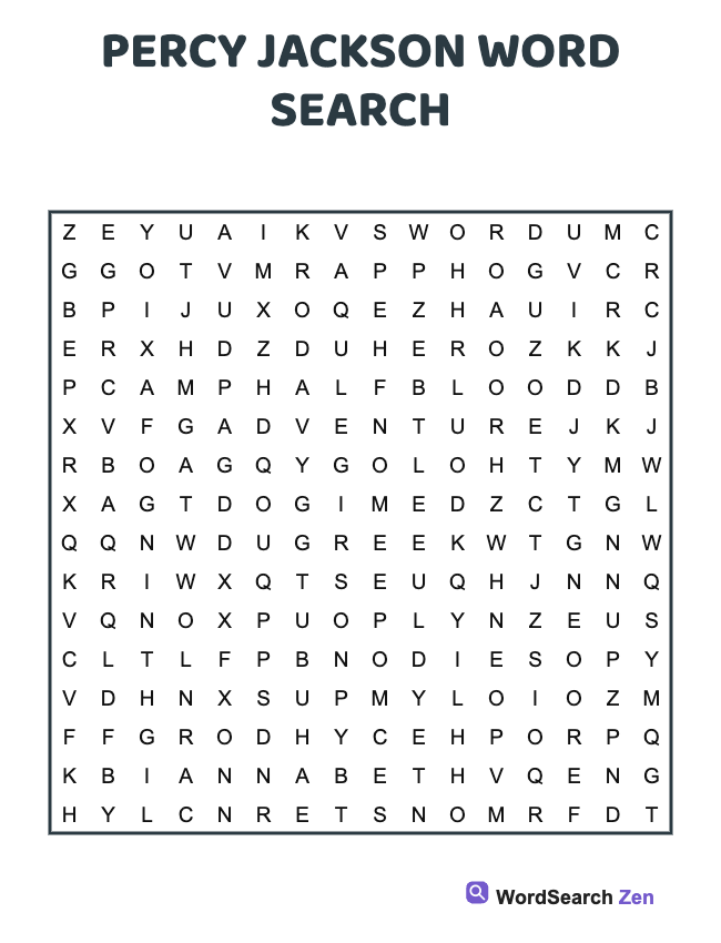 Percy Jackson Word Search