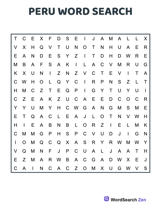 Peru Word Search