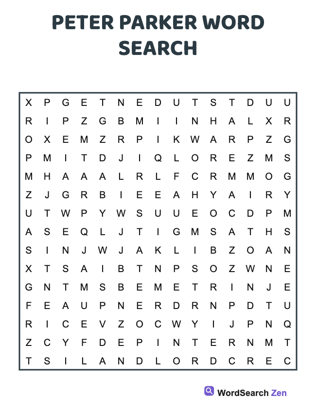 Peter Parker Word Search