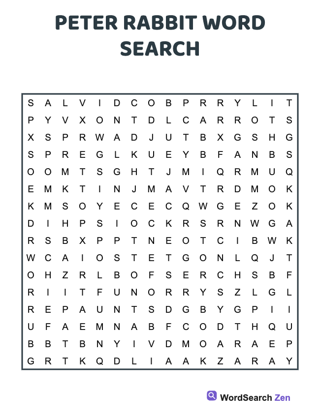 Peter Rabbit Word Search