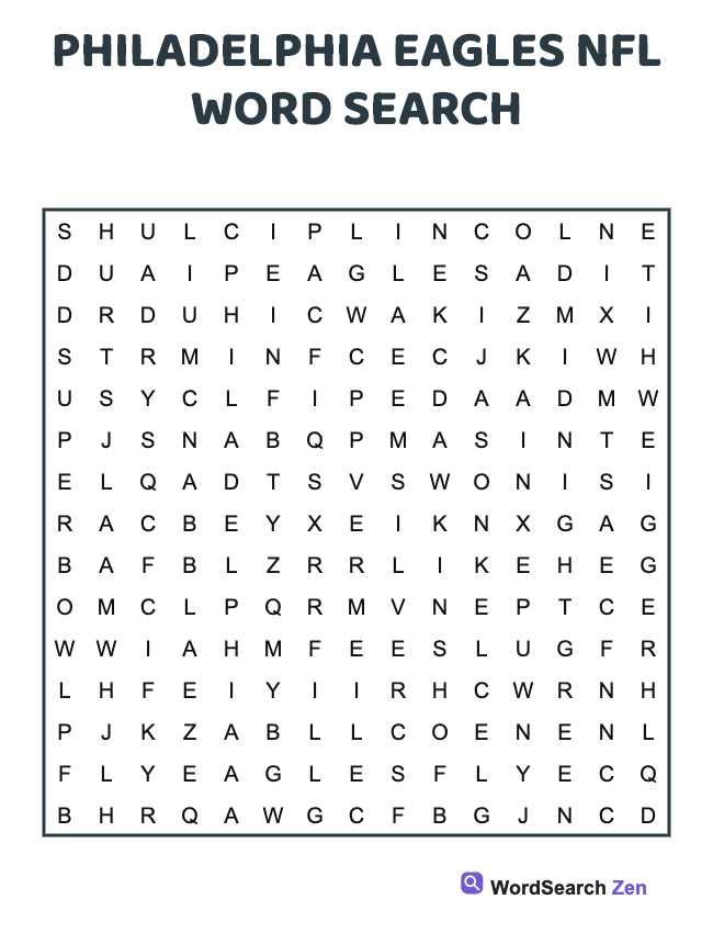 Philadelphia Eagles NFL Word Search