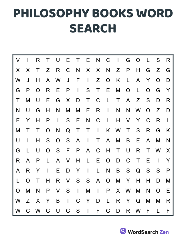 Philosophy Books Word Search