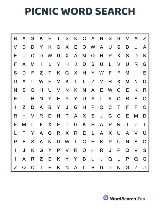 Picnic Word Search