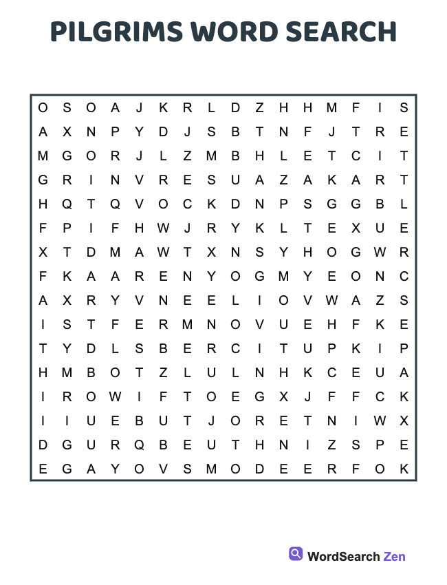 Pilgrims Word Search