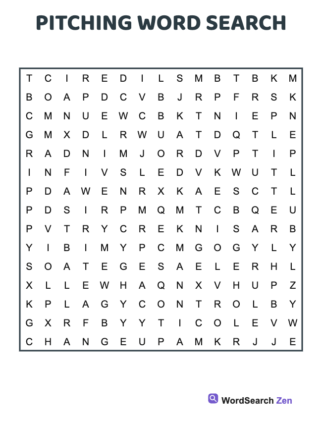 Pitching Word Search