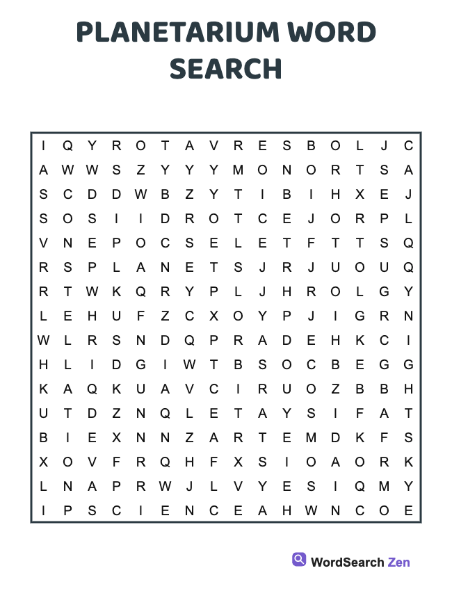 Planetarium Word Search