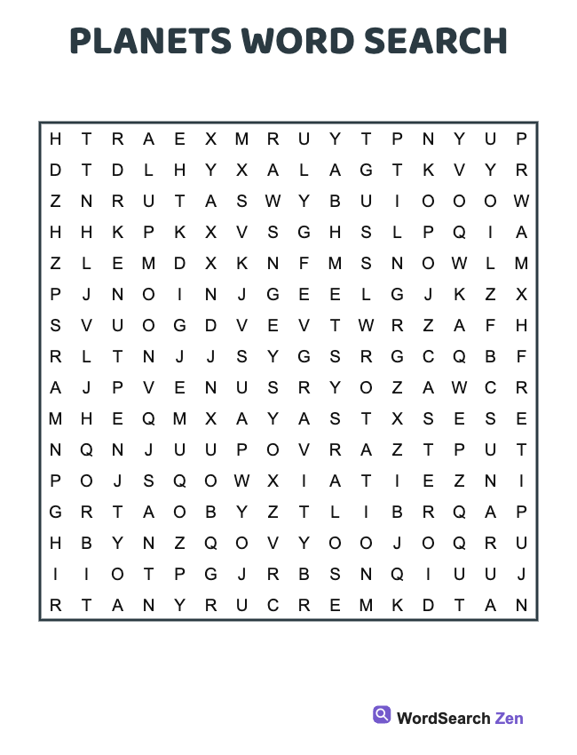 Planets Word Search