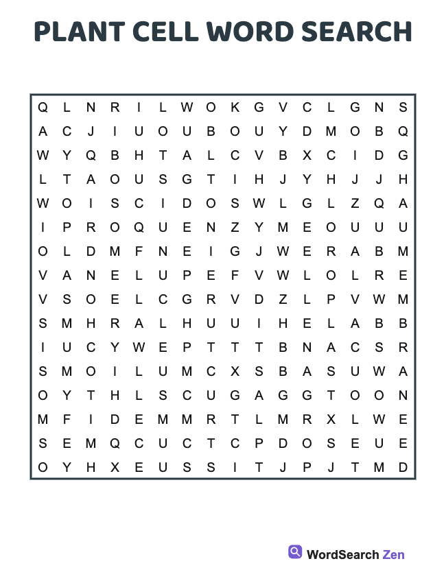 Plant Cell Word Search