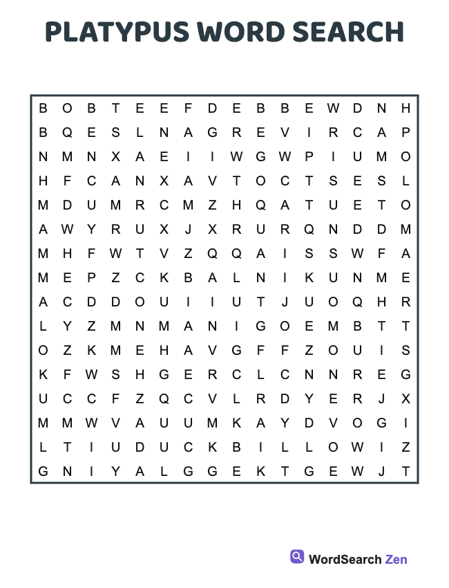 Platypus Word Search
