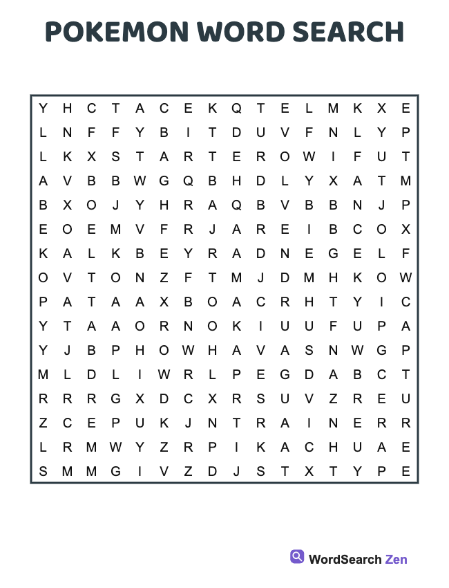 Pokemon Word Search