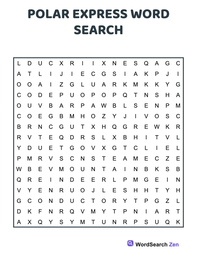 Polar Express Word Search