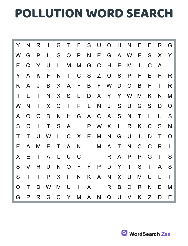 Pollution Word Search