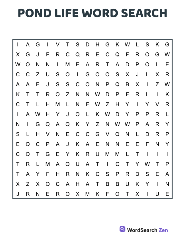 Pond Life Word Search