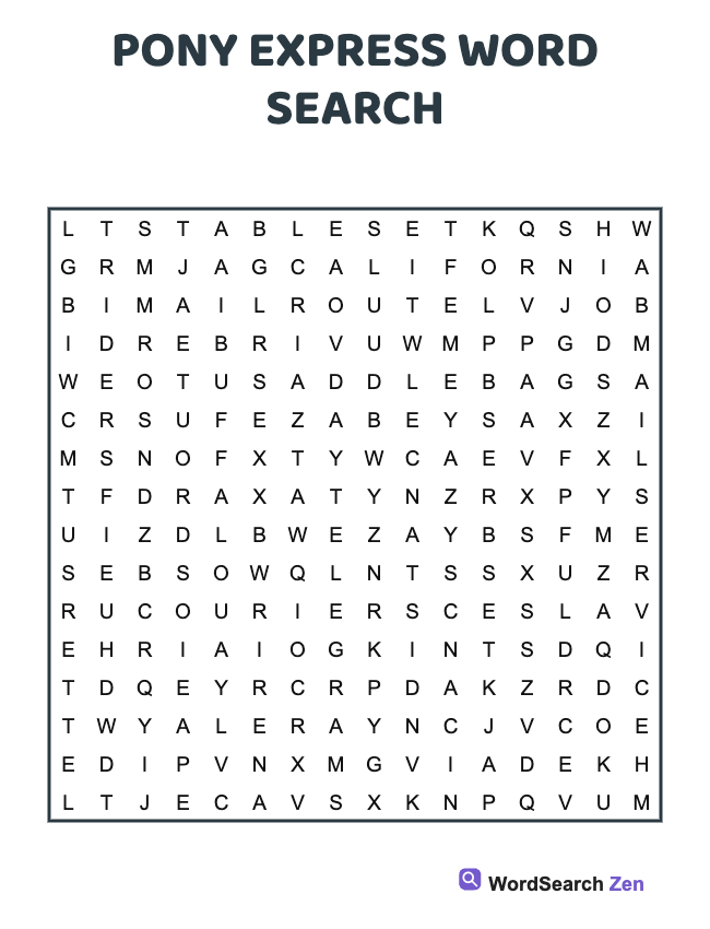 Pony Express Word Search