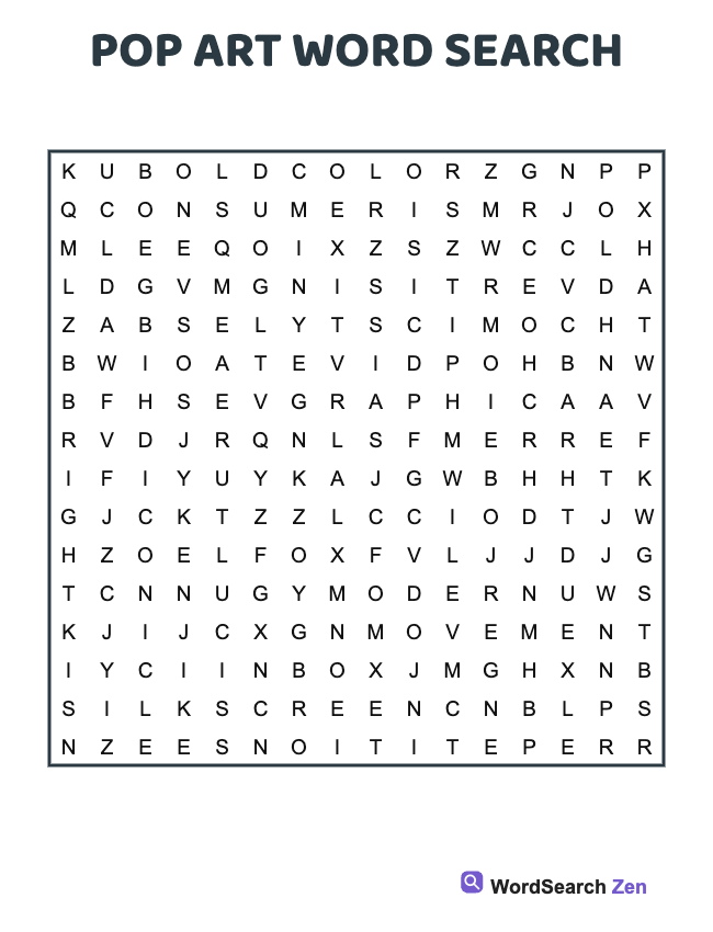 Pop Art Word Search