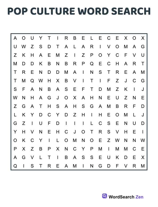 Pop Culture Word Search