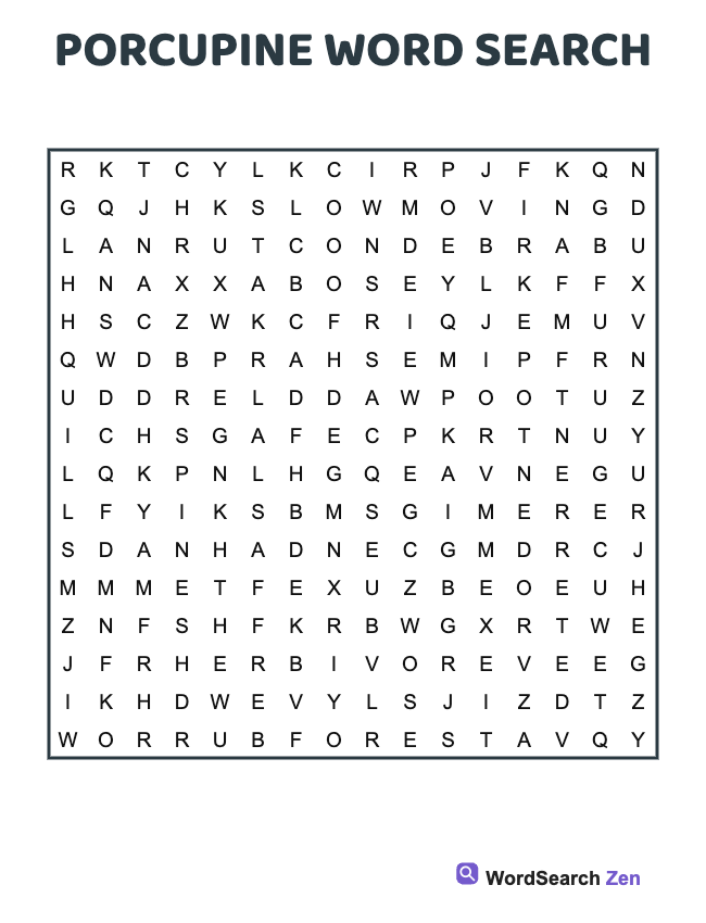 Porcupine Word Search