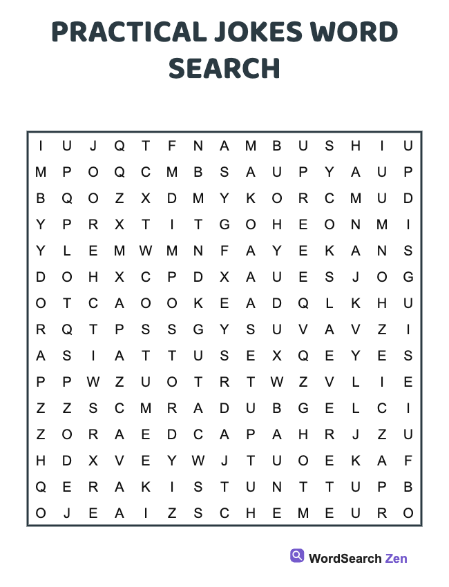 Practical Jokes Word Search