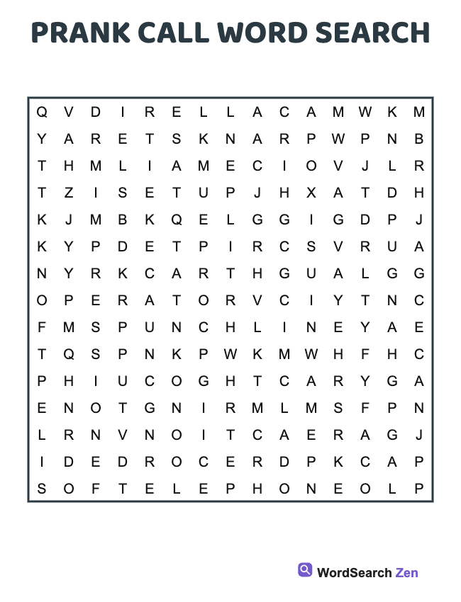 Prank Call Word Search