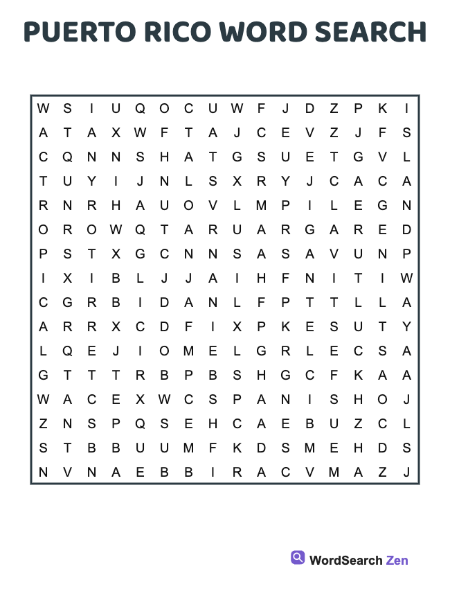 Puerto Rico Word Search