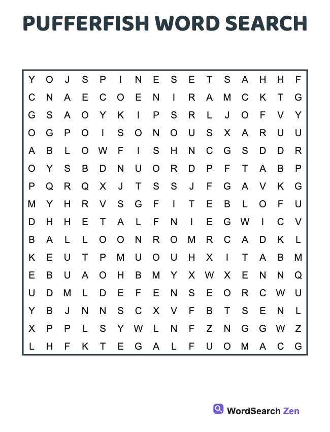 Pufferfish Word Search