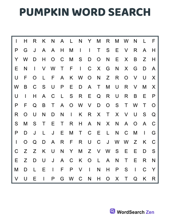 Pumpkin Word Search
