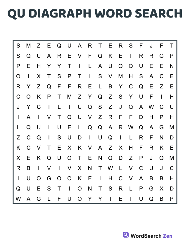 Qu Diagraph Word Search