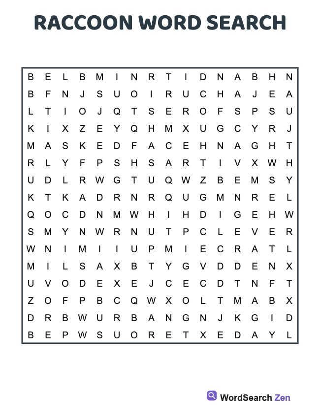 Raccoon Word Search