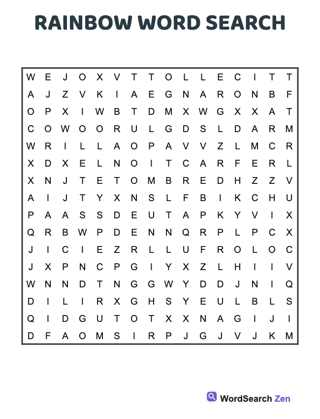 Rainbow Word Search
