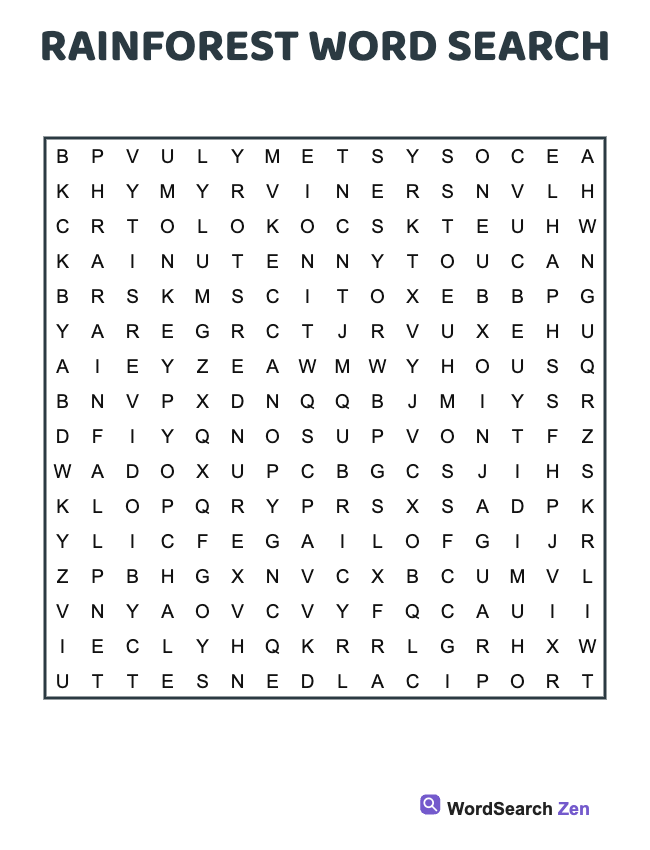Rainforest Word Search