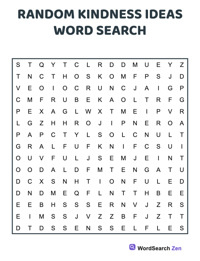 Random Kindness Ideas Word Search