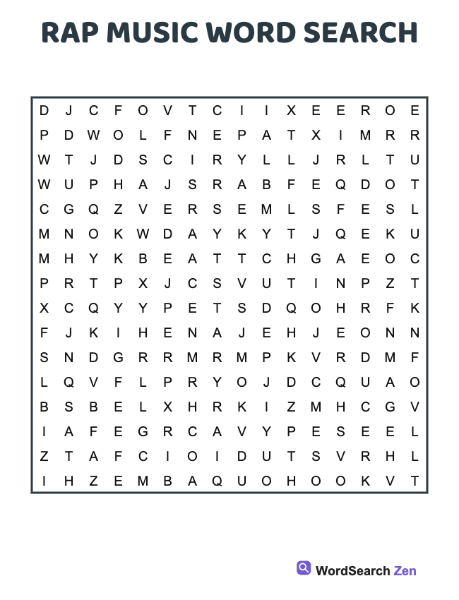 Rap Music Word Search
