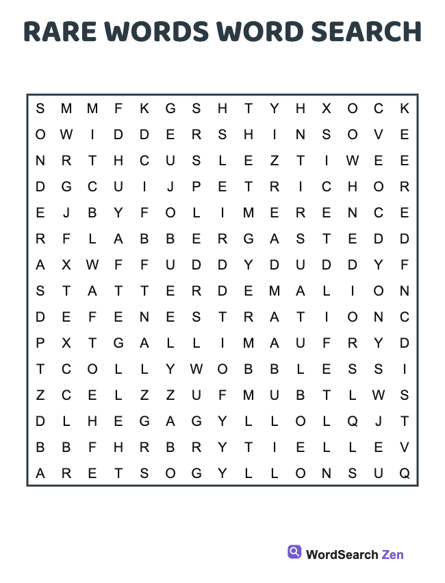Rare Words Word Search