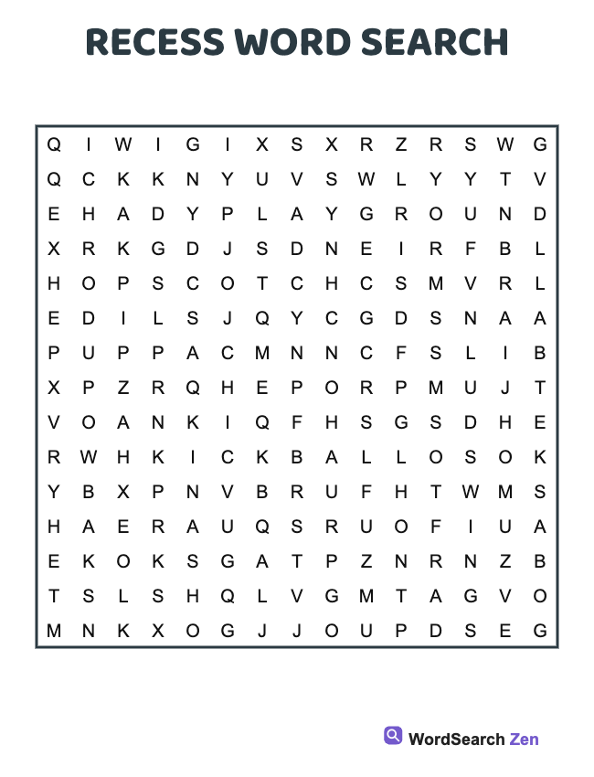 Recess Word Search