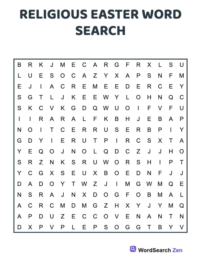 Religious Easter Word Search