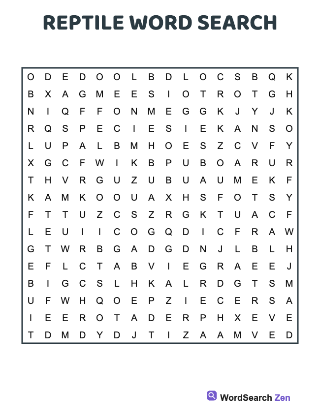 Reptile Word Search