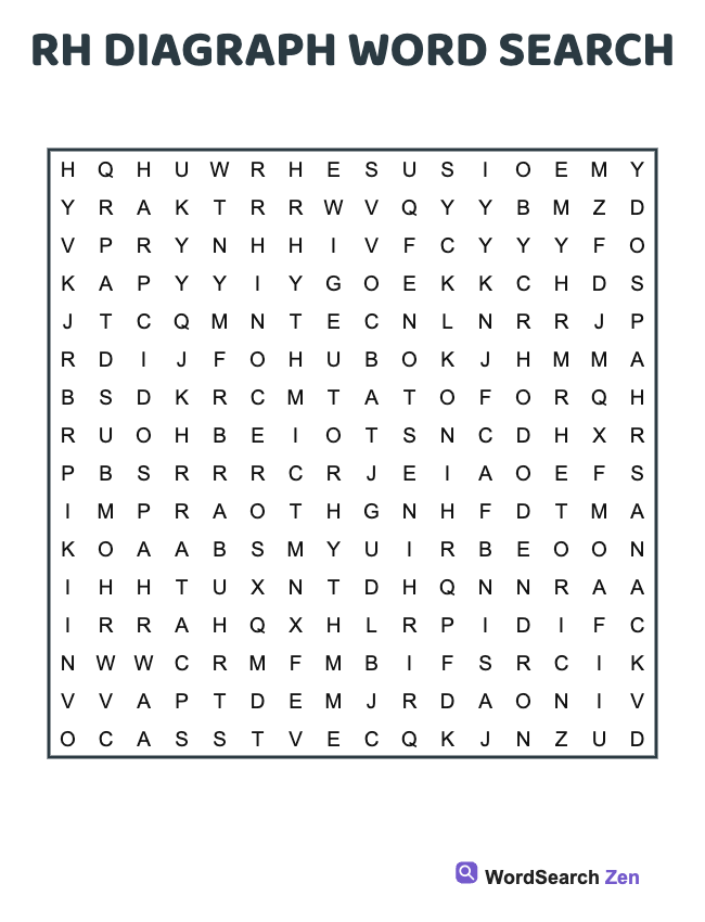 Rh Diagraph Word Search