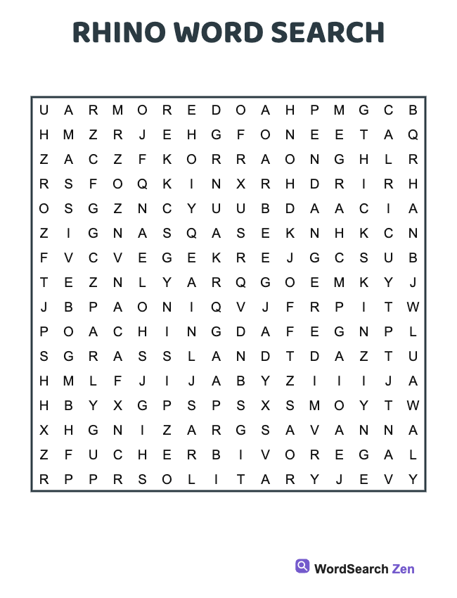 Rhino Word Search