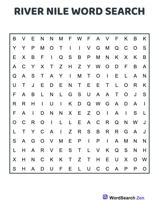 River Nile Word Search