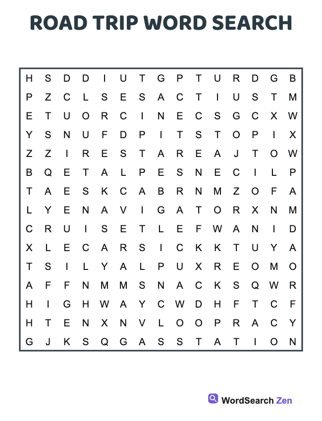 Road Trip Word Search