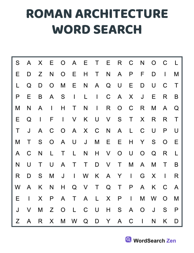 Roman Architecture Word Search