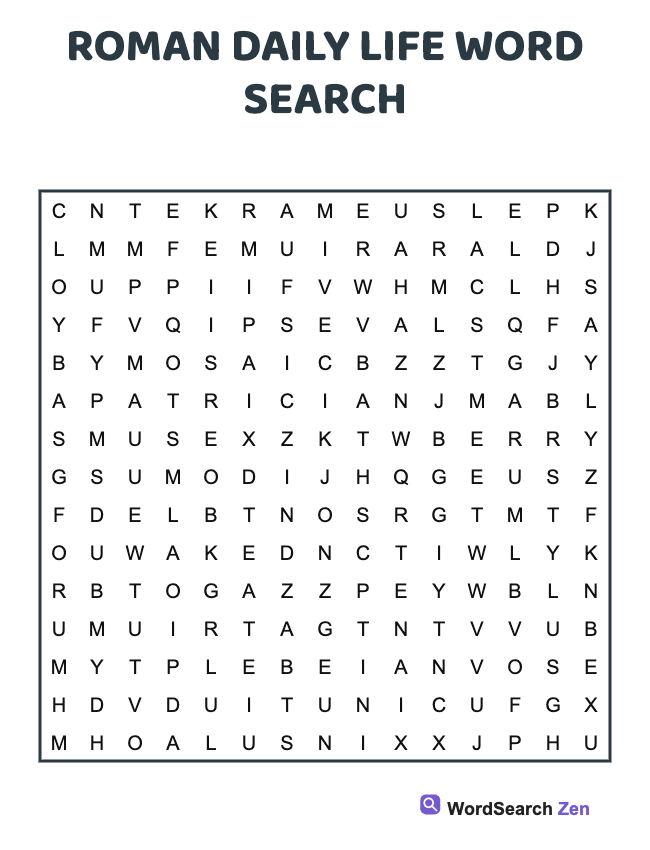 Roman Daily Life Word Search