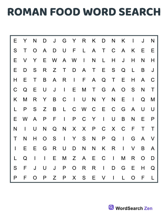 Roman Food Word Search