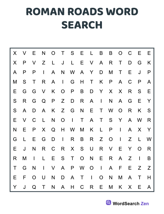 Roman Roads Word Search