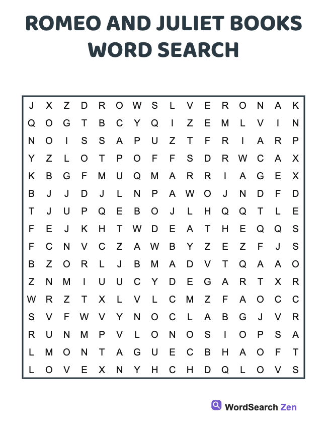 Romeo And Juliet Books Word Search