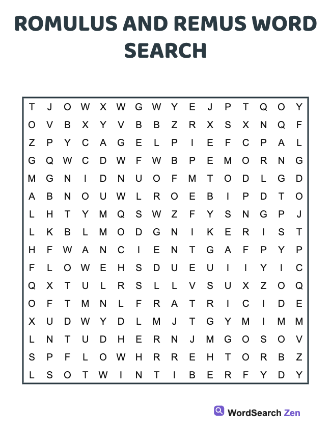 Romulus And Remus Word Search